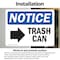 Signmission Trash Can (Right Arrow) Sign With Symbol, 18 in W x Rectangle, Vinyl Decal OS-2PACK-NS-D-1218-L-18724 - alternate 2